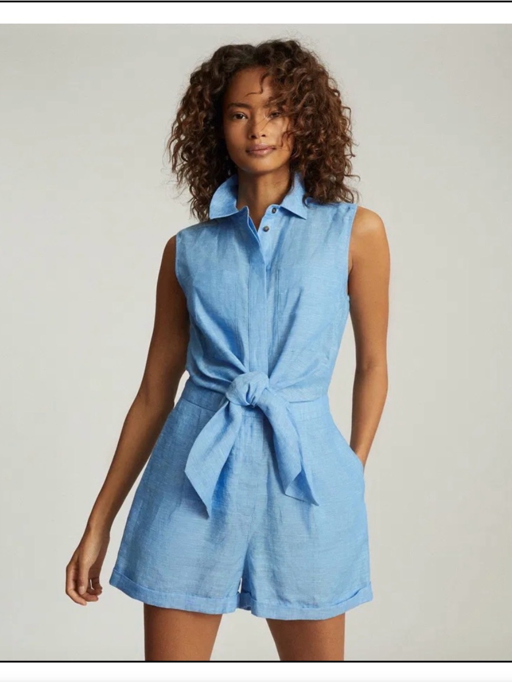 Reiss Ema Playsuit Romper Linen Size 4 NWT